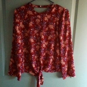 Madewell Red Floral Blouse